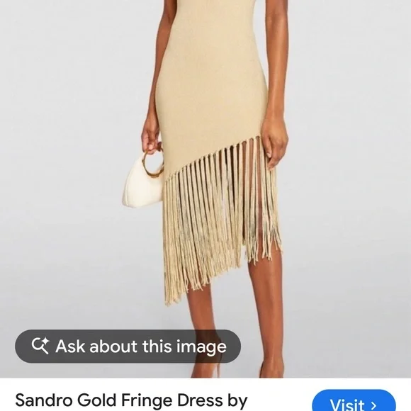Sandro Metallic Knit Sleeveless dress in gold - Picture 4 of 5